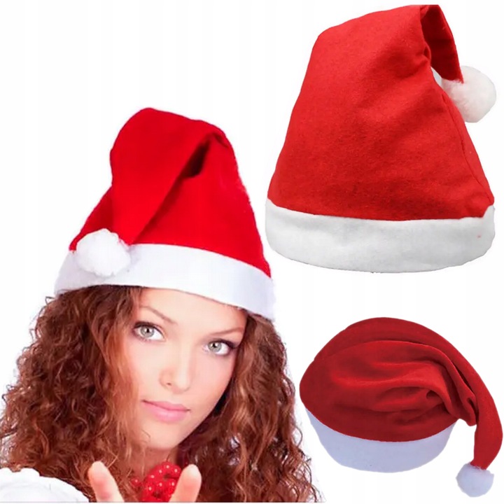 PRZEBRANIE STRÓJ KOSTIUM ŚWIĄTECZNY CZAPKA ŚWIĘTEGO MIKOŁAJA CZERWONA 15szt