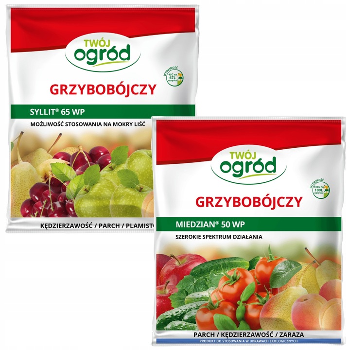 MIEDZIAN 50WP 100G + SYLLIT 65WP 45G NA CHOROBY GRZYBOWE OWOCÓW I