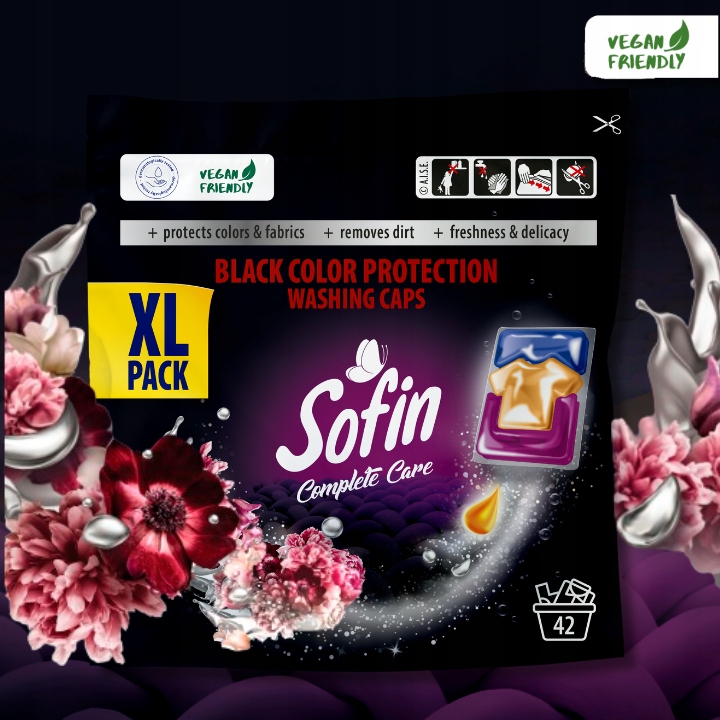 Sofin Kapsułki do Prania Ciemnego Czarnego Black Ochrona Kolorów XL 42szt