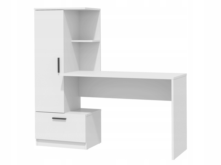 Nowoczesne biurko z regałem REGI BIAŁY REGAŁ BIURKO SZUFLADA UCHWYTY