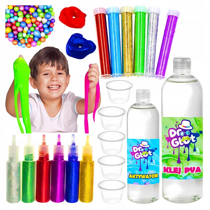 ZESTAW SLIME DO ROBIENIA GLUTÓW 7w1 kreatywny na prezent duży box gluty xxl