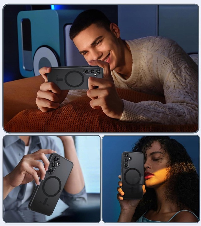 ETUI DO MAGSAFE CZARNY MAT DO SAMSUNG S22 + 2x SZKŁO