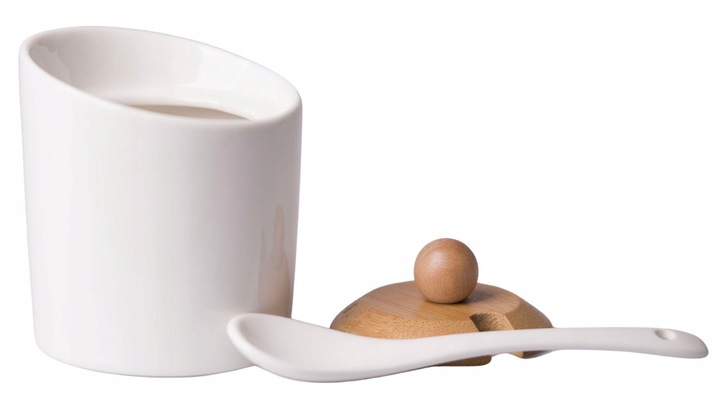 CUKIERNICA CUKIERNICZKA Z ŁYŻECZKĄ Z POKRYWKĄ BIAŁA POJEMNIK NA CUKIER