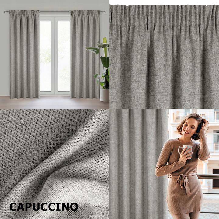 ZASŁONA GOTOWA JULA2 TAŚMA 140 X 270 CM LEN BEŻOWY STYL EKO RÓŻNE KOLORY