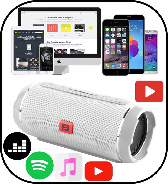 MOCNY GŁOŚNIK BLUETOOTH USB SD PRZENOŚNY BEZPRZEWODOWY RADIO WIEŻA