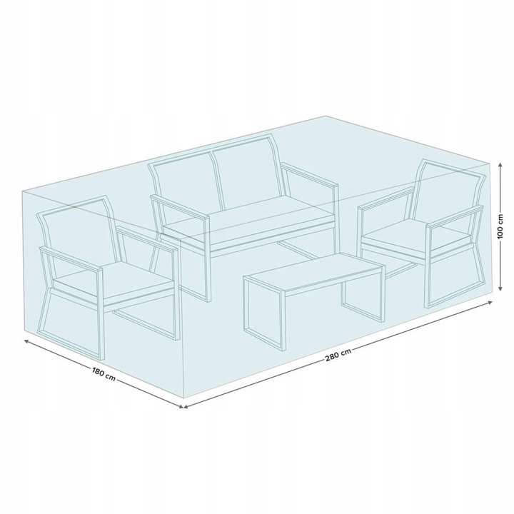 DUŻY POKROWIEC NA MEBLE OGRODOWE KAWOWE 280X180X100 CM ETUI NA ZESTAW