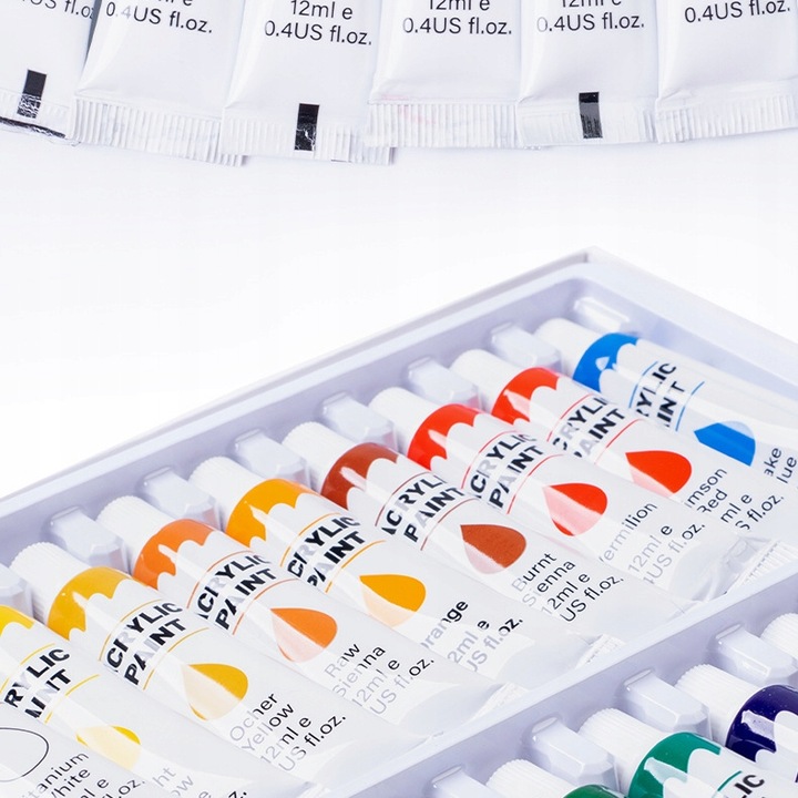 FARBY AKRYLOWE DUŻY ZESTAW FARB AKRYLOWYCH 24x12ml FARBA AKRYLOWA