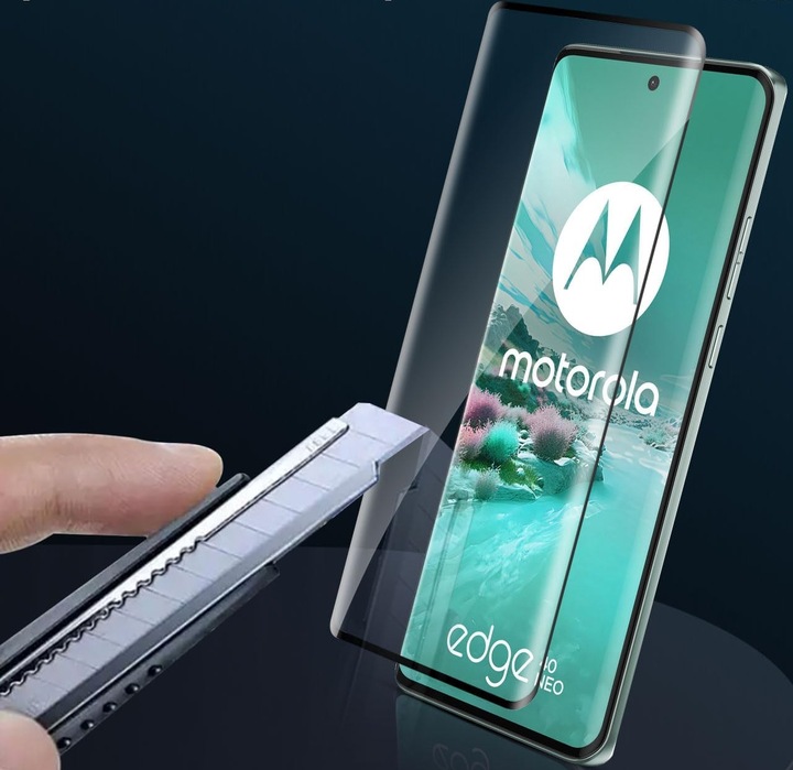 Etui do MOTOROLA EDGE 40 NEO PANCERNE RING 360° Szkło 3D z czytnikiem linii