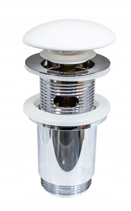 KOREK CLICK -CLACK DO UMYWALKI UNIWERSALNY CERAMICZNY BIAŁY POŁYSK INVENA