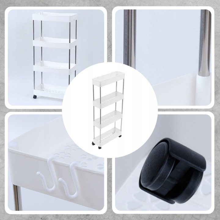 PÓŁKA ŁAZIENKOWA KUCHENNA SZAFKA NA KÓŁKACH REGAŁ 4 POZIOMOWY Z