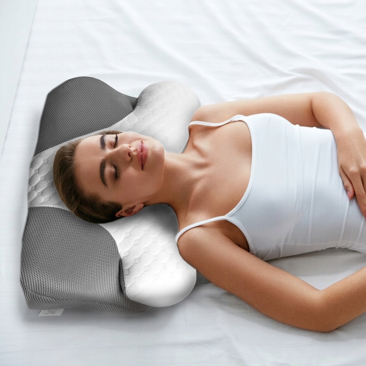 PODUSZKA ORTOPEDYCZNA Z WGŁĘBIENIEM DO SPANIA NA BOKU PROFILOWANA DUŻA