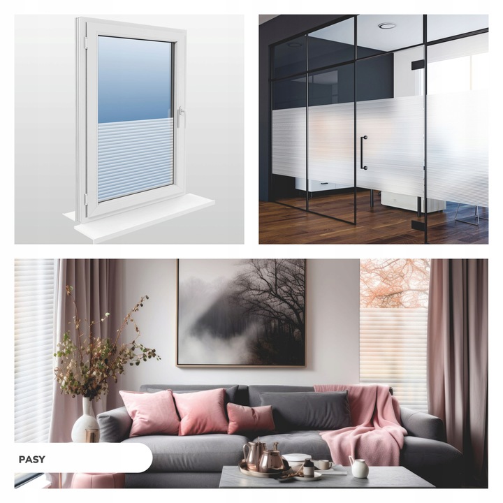 FOLIA OKIENNA STATYCZNA 90x150 MLECZNA KWIATY PASY WZORY OKLEINA