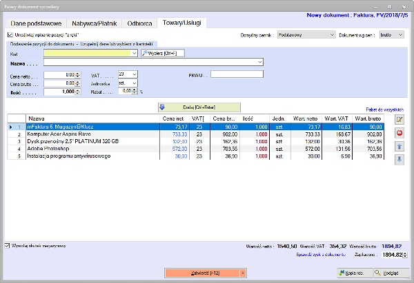 mFaktura Magazyn - program do faktur z magazynem, licencja wieczysta