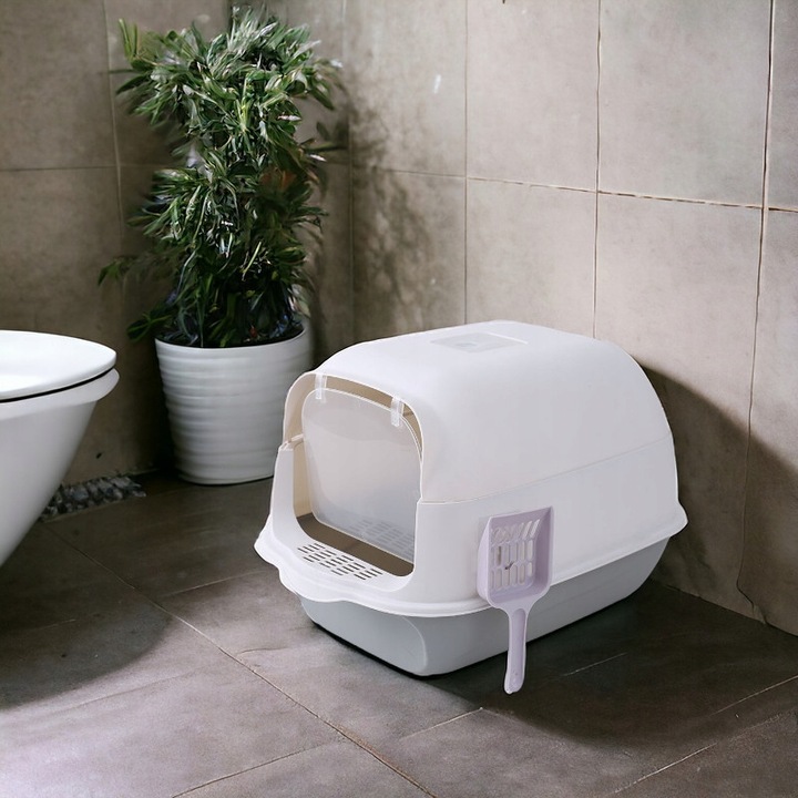 Kuweta dla kota z pochłaniaczem zamykana z łopatką Zestaw otwarta