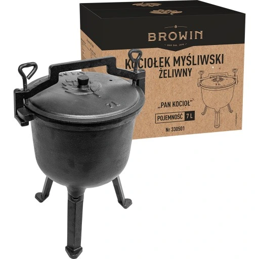 KOCIOŁEK żeliwny STOJĄCY myśliwski 7L na ognisko