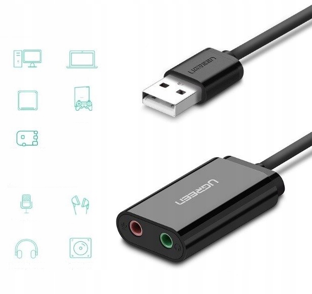 Karta dźwiękowa USB ZEWNĘTRZNA Do Laptopa komputera Adapter Jack UGREEN