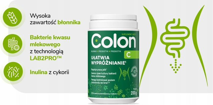 2x COLON C 200g Błonnik w proszku UŁATWIA WYPRÓŻNIANIE probiotyk