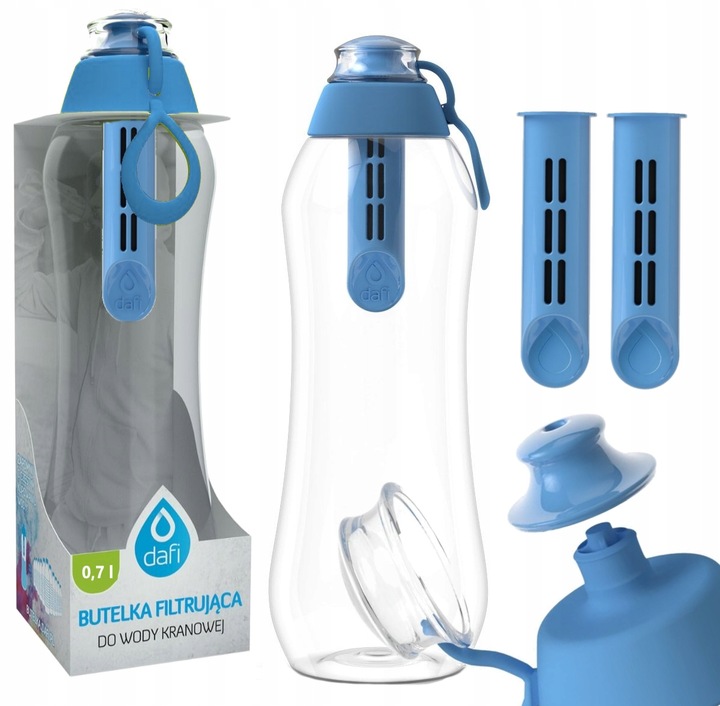 Butelka Filtrująca bidon Dafi 0,7l Niebieska z Dwoma Filtrami