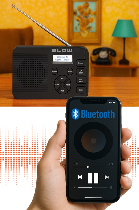 RADIO CYFROWE KUCHENNE BUDOWLANE PRZENOŚNE LCD BLUETOOTH DAB+ FM AUX