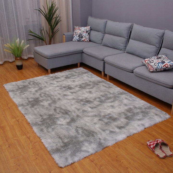 DYWAN MIĘCIUTKI PLUSZ SHAGGY RABBIT PLUSZOWY JASNY SZARY 160X220 CM MIĘKKI