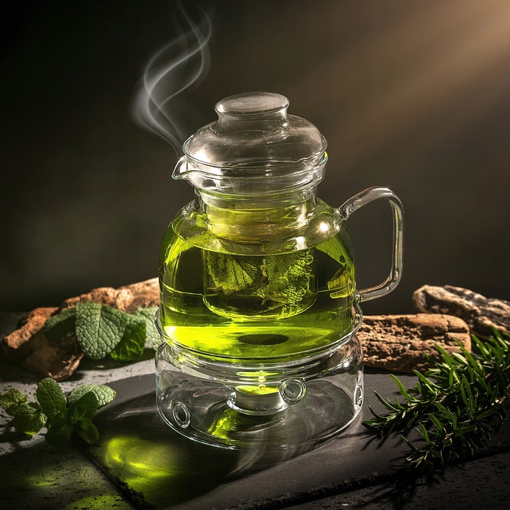 DZBANEK ŻAROODPORNY SZKLANY Z PODRZEWACZEM ZAPARZACZEM DO HERBATY 1,5L