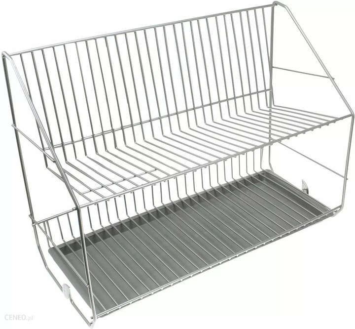 Suszarka do naczyń dwupoziomowa OSĄCZARKA ociekacz z tacką srebrna