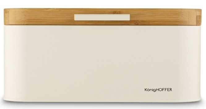 CHLEBAK STALOWY Z POKRYWA BAMBUSOWA POJEMNIK NA PIECZYWO CHLEB BUŁKI