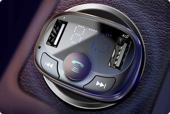 BASEUS TRANSMITER FM BLUETOOTH ŁADOWARKA SAMOCHODOWA MP3 2x USB SD/ TF 3.4A