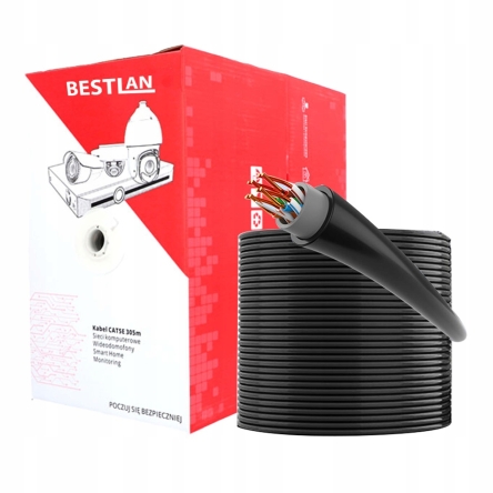 Kabel sieciowy zewnętrzny LAN skrętka komputerowa FTP 5E UV CCA 305m