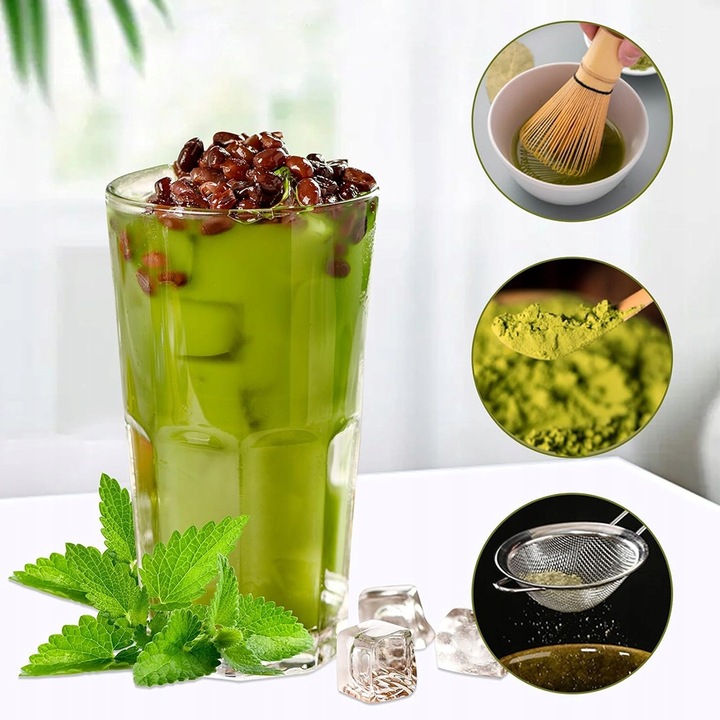 Zestaw Do Herbaty Matcha 5 Elementów Bambusowo-Ceramiczny