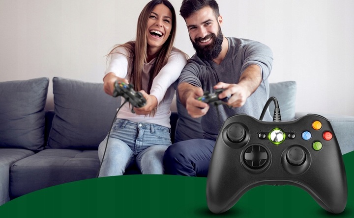 Kontroler USB Gamepad do konsoli Xbox 360/PC Win7, joystick z kablem