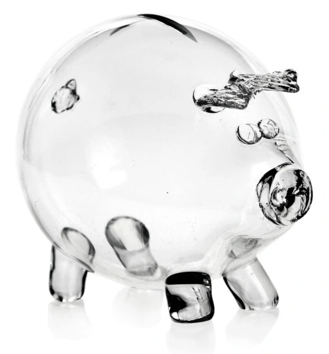 BEZBARWNA szklana ŚWINKA skarbonka przezroczysta