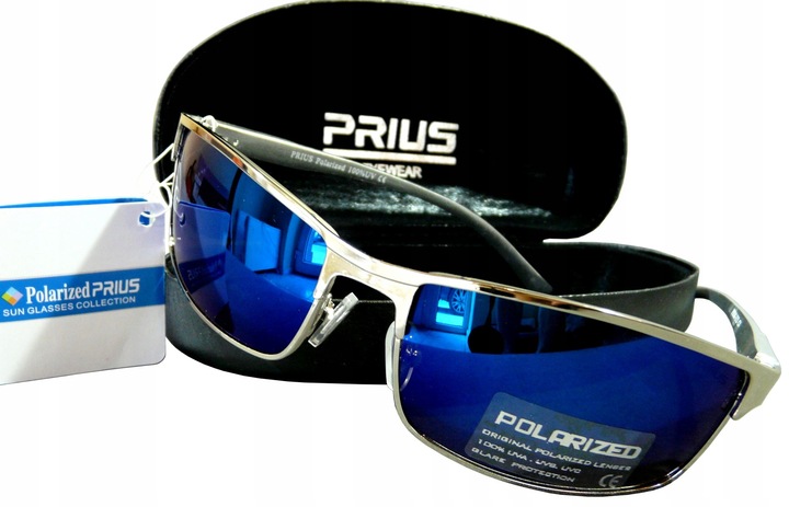 OKULARY MĘSKIE POLARYZACYJNE LUSTRZANKI PRIUS ETUI