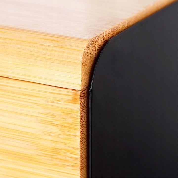 Chlebak METALOWY drewniany pojemnik zamykany na pieczywo chleb bułki czarny