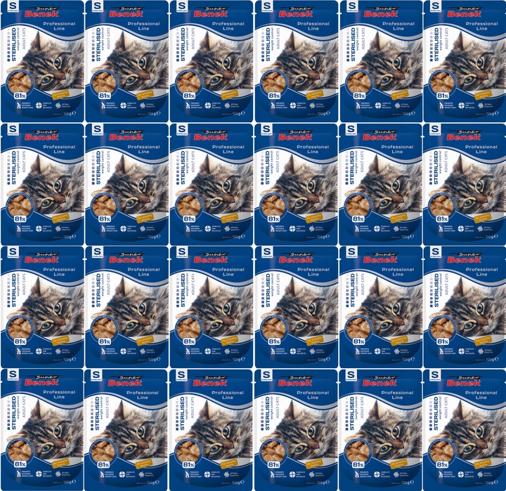 Super Benek Sterilised Saszetki dla kota 24x100g Mokra karma dla kota