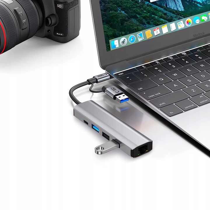 HUB ADAPTER ROZGAŁĘZIACZ ROZDZIELACZ USB-A 3.0 - USB-C TYPE-C DO KOMPUTERA