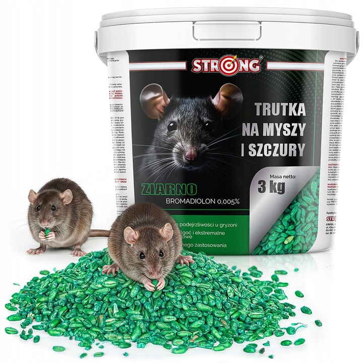 ZATRUTE ZIARNO NA MYSZY I SZCZURY TRUTKA ZBOŻOWA STRONG BROMADIOLON 3