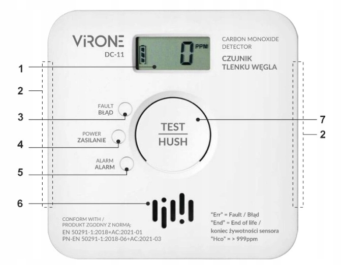 Czujnik Czadu Detektor Tlenku Węgla Bezprzewodowy 85db 10 LAT +