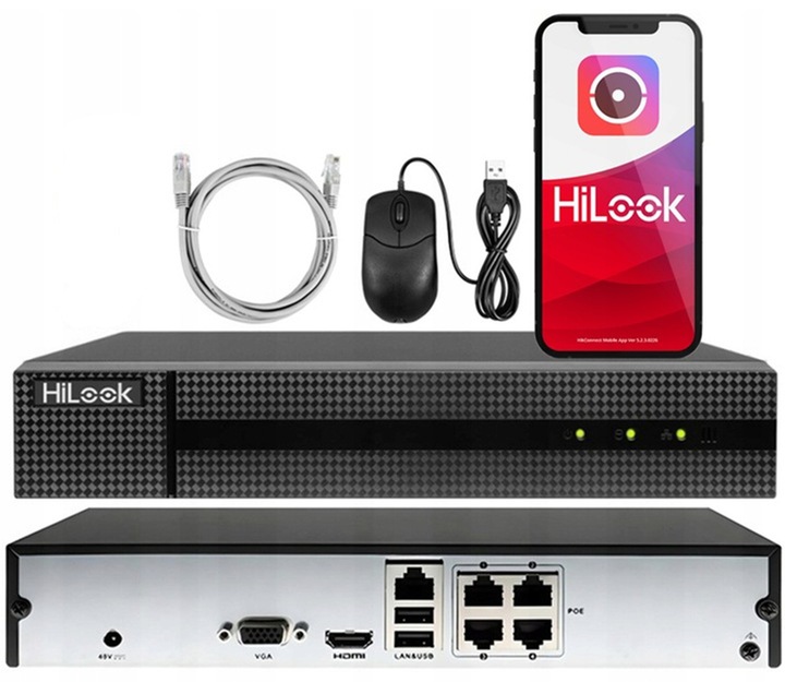 Rejestrator IP ze switch'em 4x PoE do 4Mpx HiLook NVR-4CH-4MP/4P Aplikacja