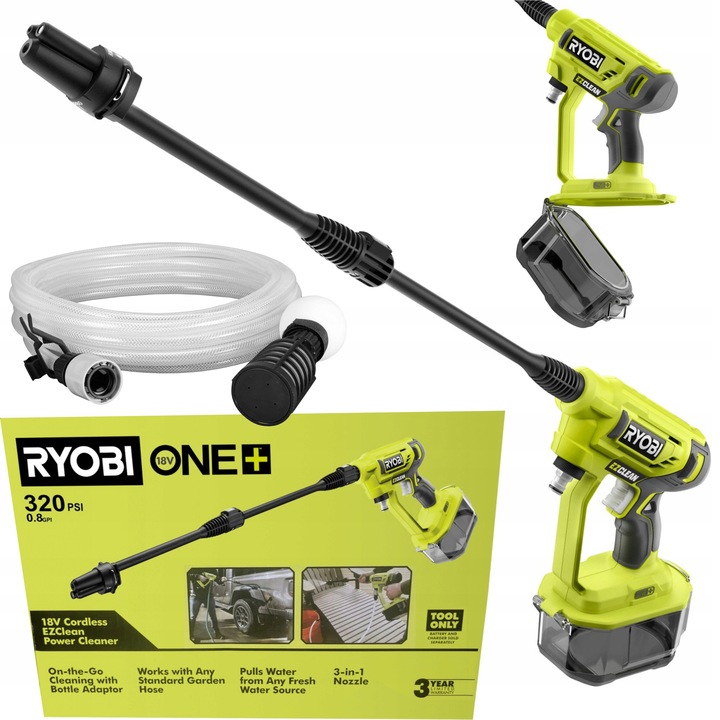RYOBI AKUMULATOROWA MYJKA ciśnieniowa PISTOLET RY18PW22A 22BAR LANCA