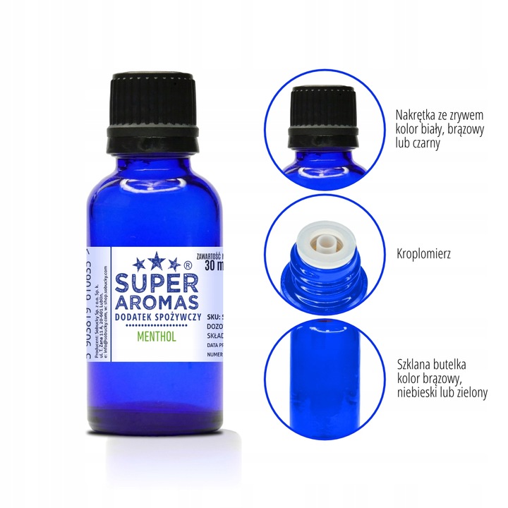 SUPER AROMAS Dodatek Spożywczy MENTHOL 30 ml