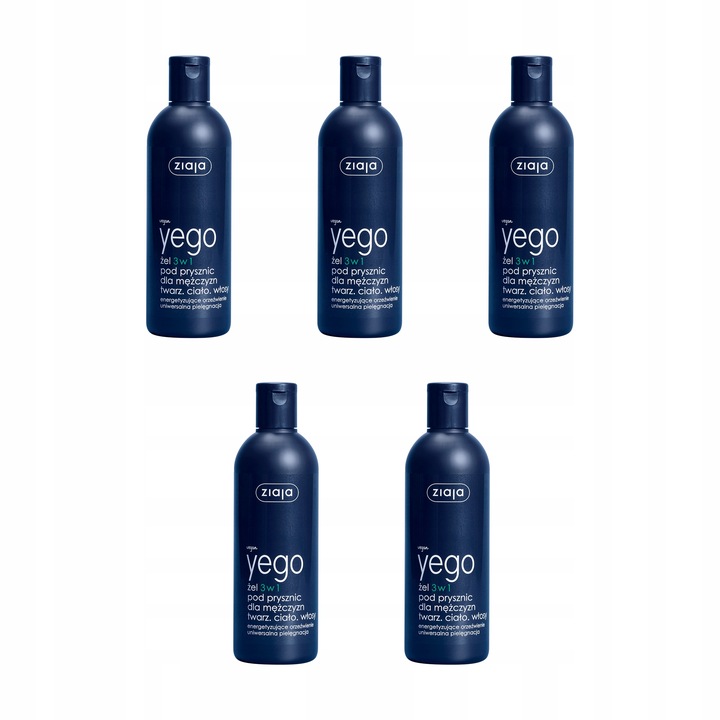 5x Żel pod prysznic dla mężczyzn twarz ciało włosy Ziaja Yego 3w1 300 ml