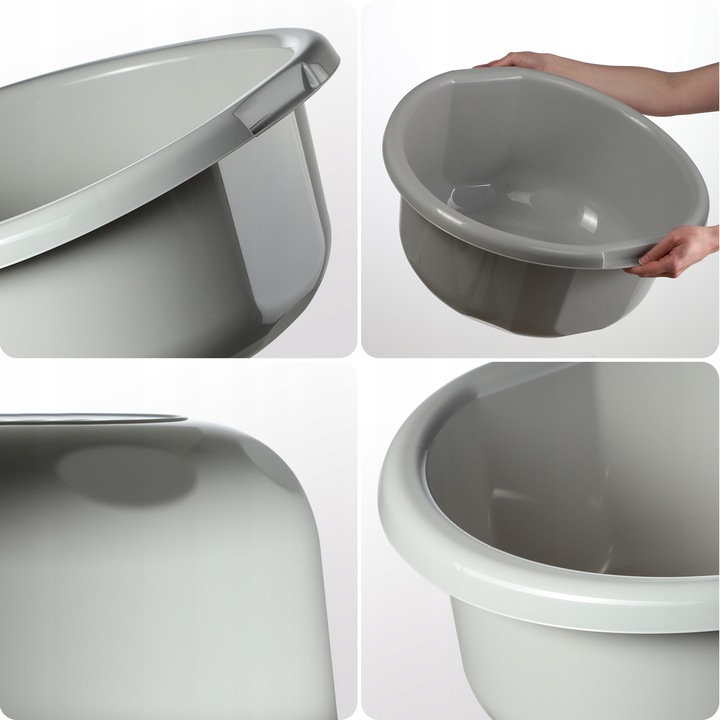 MISKA PLASTIKOWA NA PRANIE 30L DUŻA MIEDNICA OKRĄGŁA SOLIDNA SZARA