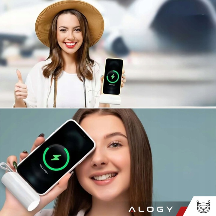 MAŁY PowerBank 5000 mAh kieszonkowy do iPhone 16 15 14 USB-C TYP-C 5000mAh