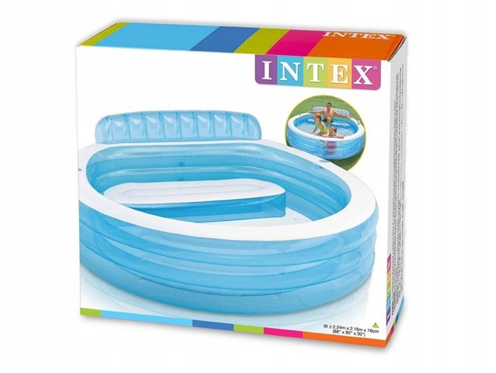 Basen Ogrodowy Dmuchany Intex z Ławeczką Oparciem