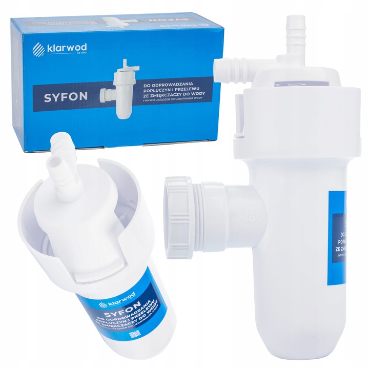 SYFON DO ODPROWADZANIA POPŁUCZYN I PRZELEWU ZE ZMIĘKCZACZY DO WODY 40 mm