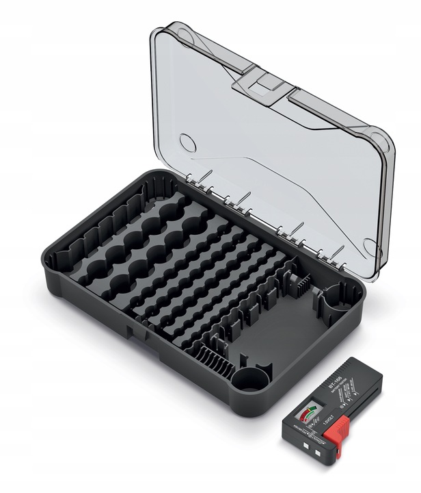 ORGANIZER NA BATERIE BATTERY BOX POJEMNIK KOSZYK NA BATERIE 85SZT. + TESTER