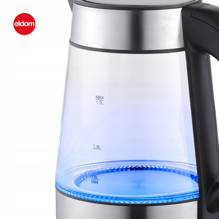 CZAJNIK ELEKTRYCZNY SZKLANY MOCNY 2200W PODŚWIETLANY BEZPRZEWODOWY 1,7 L.