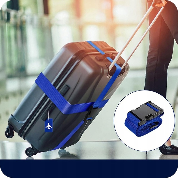 PAS ZABEZPIECZAJĄCY DO WALIZKI SPINAJĄCY BAGAŻ (NIEBIESKI) PASY DO