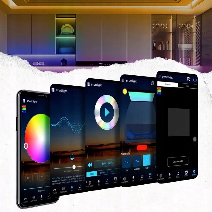 TAŚMA LED RGB KOLOROWA 20M BLUETOOTH STEROWANIE MUZYKĄ APLIKACJA PILOT